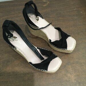 Kenneth Cole Women's Sol Espadrille Wedge Sandals 7.5 MED Black Suede